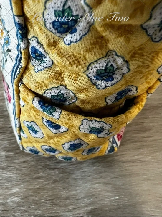 NEW Vintage VERA BRADLEY Elizabeth 1997 Hampton Zip Handles Yellow Blue Floral - Picture 8 of 14